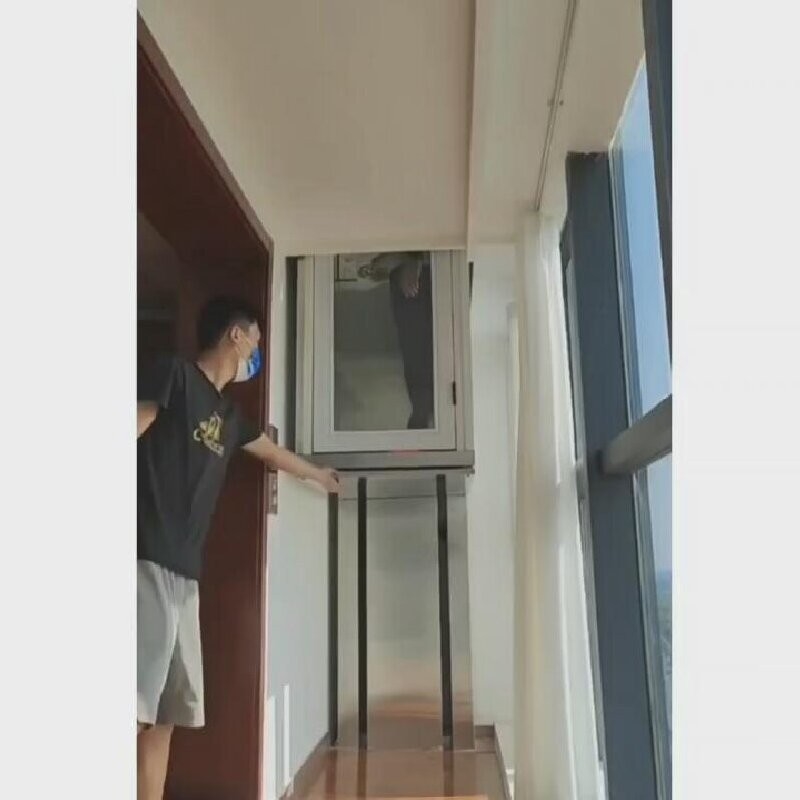 Safety Touch Panel Naked Cabin Hydraulic Elevators / PLC Hydraulic Lift For House