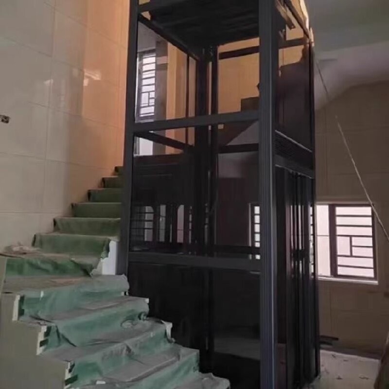 Elegant Stainless Steel Cabin Compact Hydraulic Home Lift With 5 Stops And 14.5 M Max Height